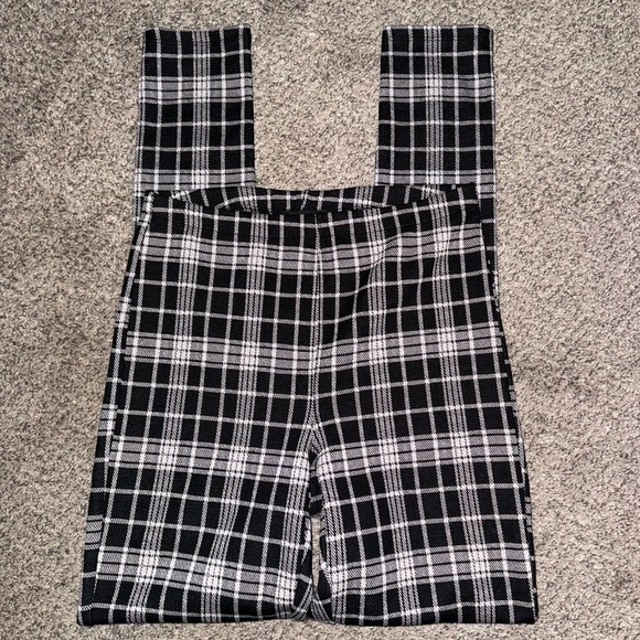 Express Women’s Casual High-Rise Plaid Leggings Black White Size S - Picture 1 of 4